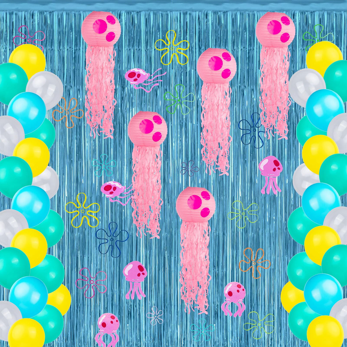 Kedaijin yellow jellyfish balloons for a playful party backdrop