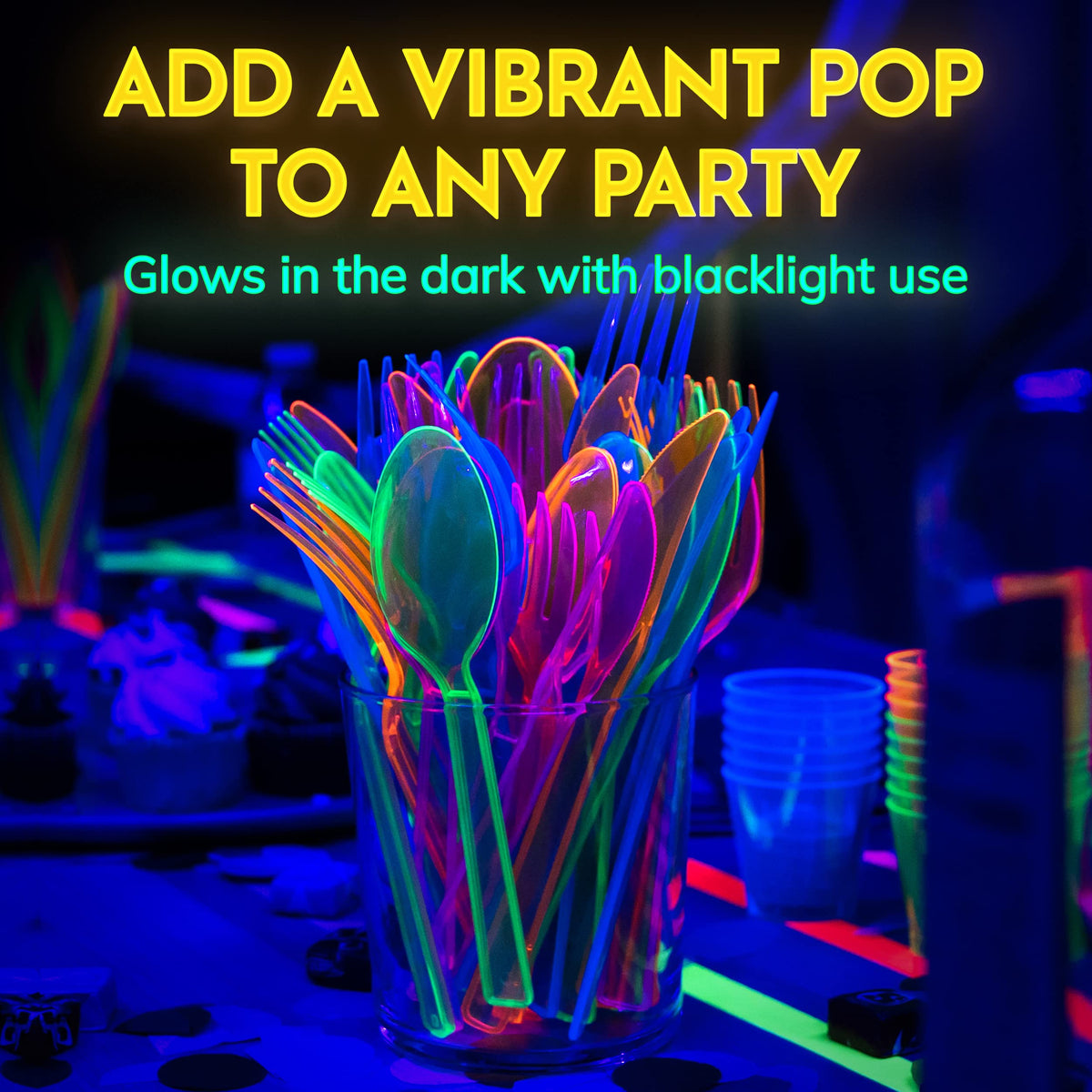 Kedudes neon cups 9 oz for standout glowing drinks.