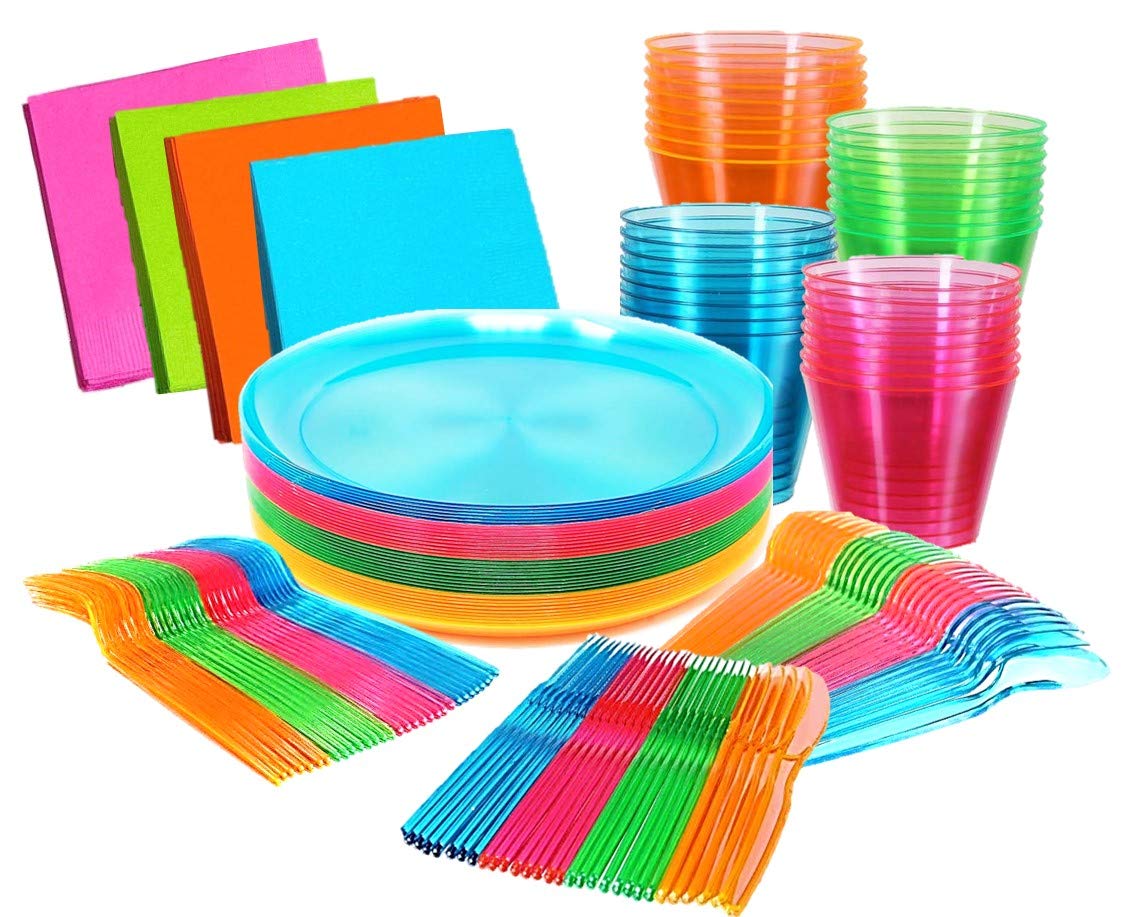 Kedudes neon plates 9-inch glow-ready for vibrant party tables.