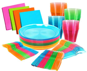 Kedudes neon plates 9-inch glow-ready for vibrant party tables.