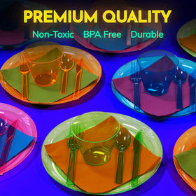 Kedudes neon utensils set in four colors for easy serving.
