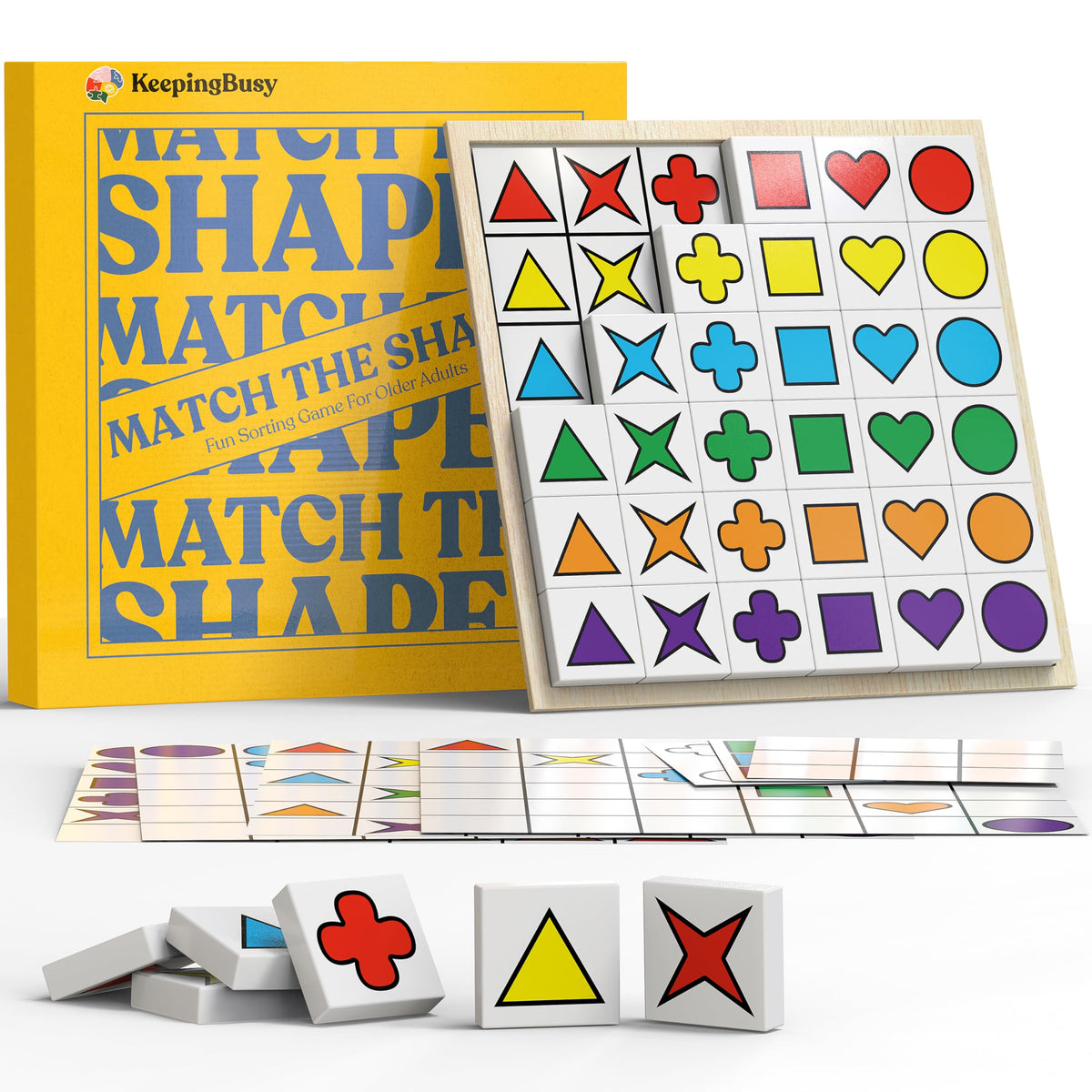 Keeping Busy Match The Shapes tiles for cognitive engagement and large-grip handling