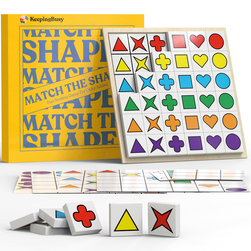 Keeping Busy Match The Shapes tiles for cognitive engagement and large-grip handling
