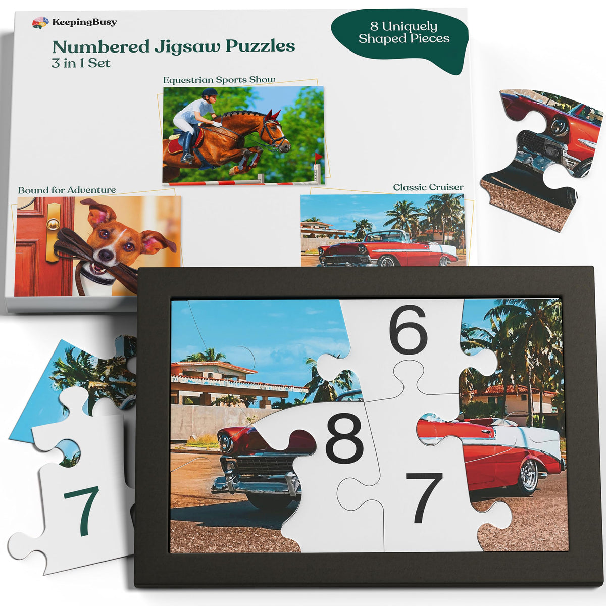 Keeping Busy numbered 3-pack large-piece puzzles for seniors – easy handling and engagement