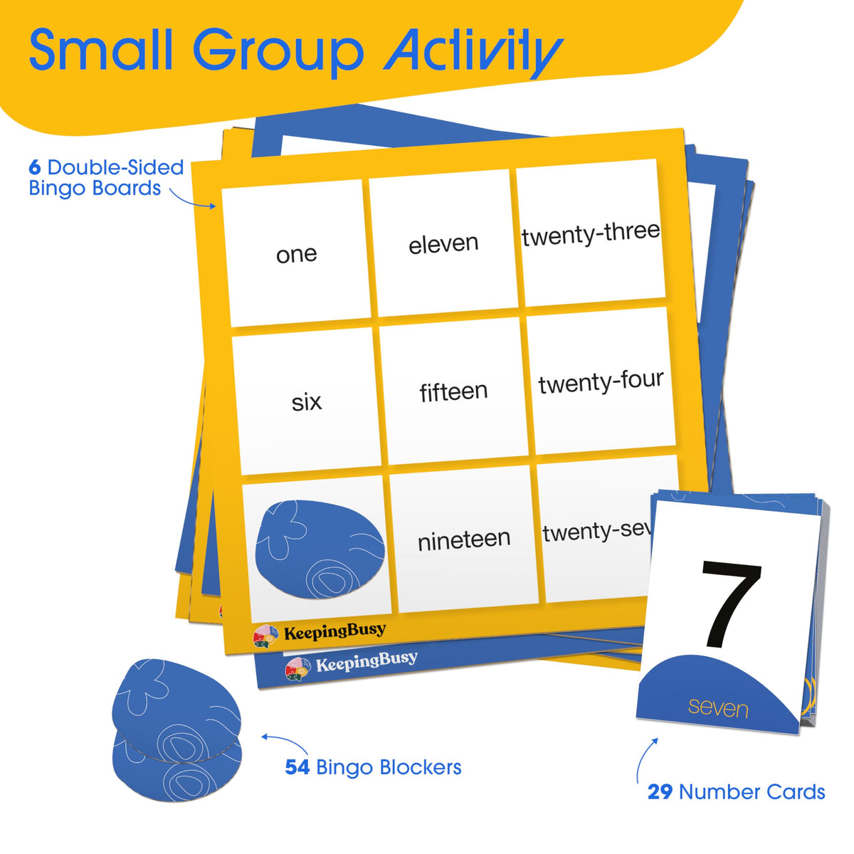Keeping Busy pokeno boards blue and yellow provide two difficulty levels.