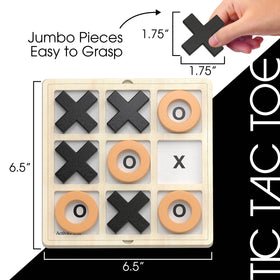 Keeping Busy Tic Tac Toe templates shown on board, guiding dementia-friendly play.