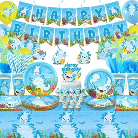 KEFAN Blue Axolotl banner adds a festive focal point for a memorable birthday backdrop