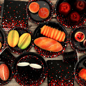 KEFAN red-black paper cups with bold print for spills-free servings