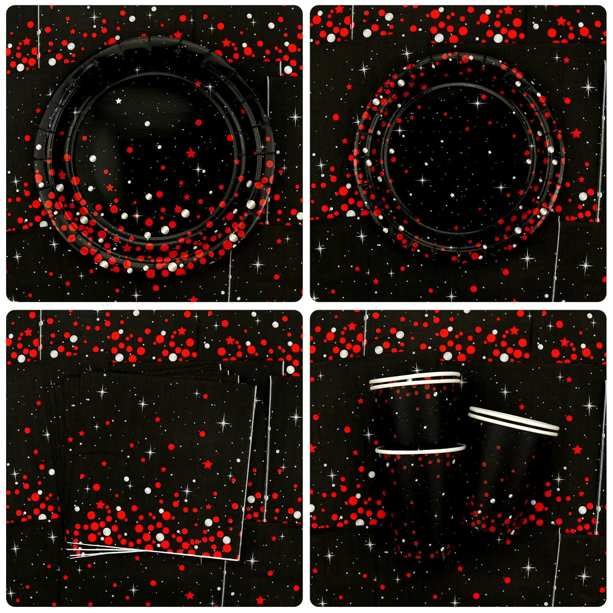 KEFAN red-black napkins matching plates for a cohesive look
