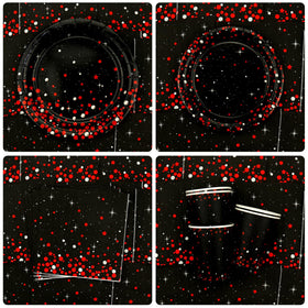 KEFAN red-black napkins matching plates for a cohesive look