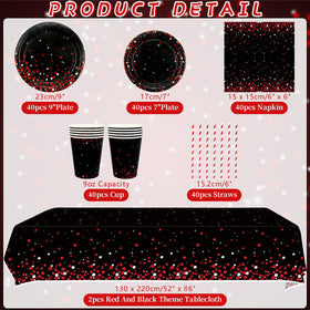 KEFAN red-black 7-inch plates for easy portions during parties