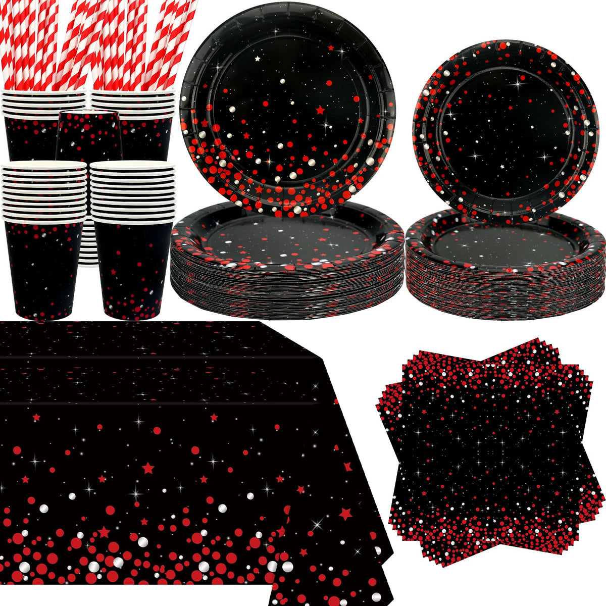 KEFAN red-black 9-inch plates for sturdy, quick cleanup at celebrations