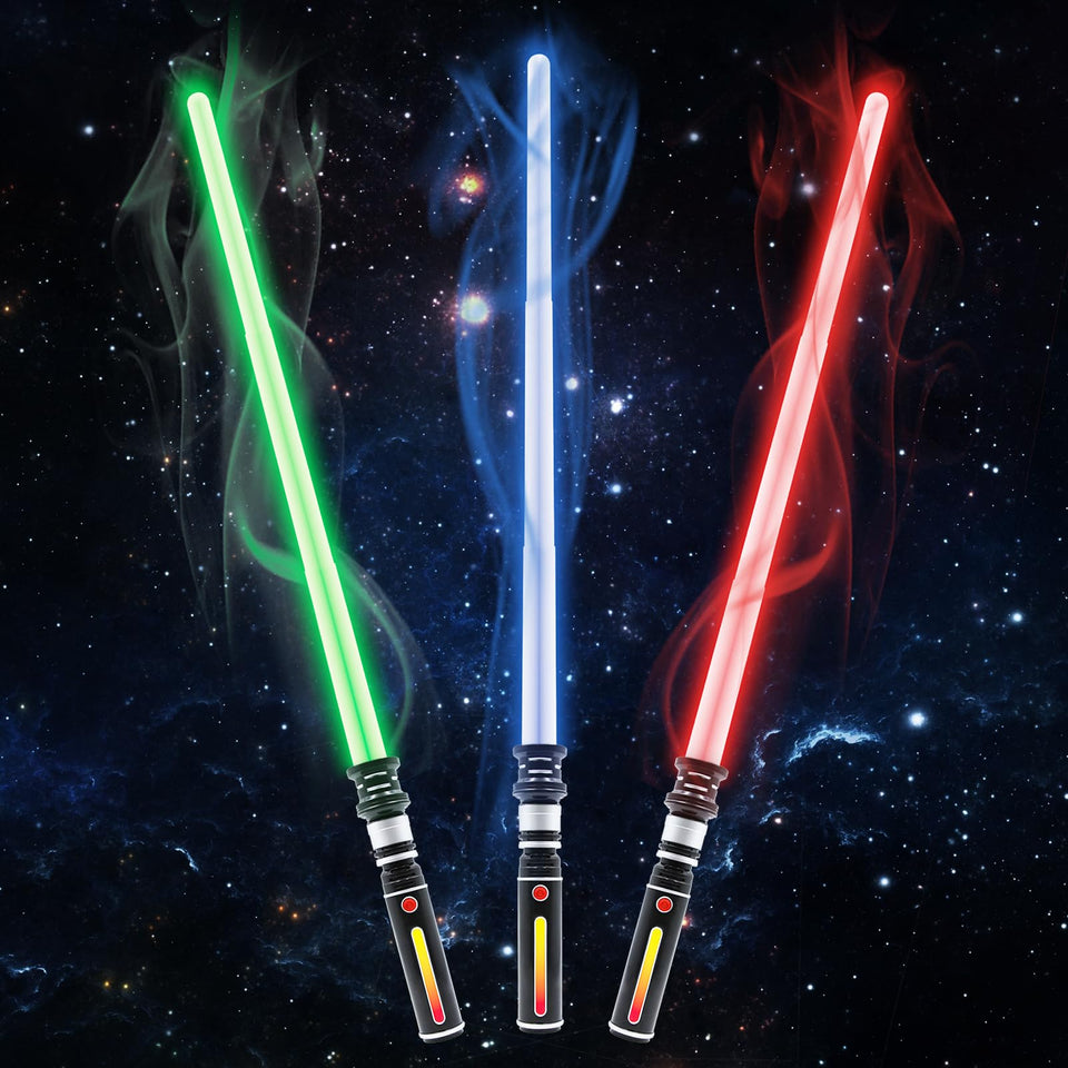 KEGOZ light sabers 3-pack in red, green, and blue for color-coded fun