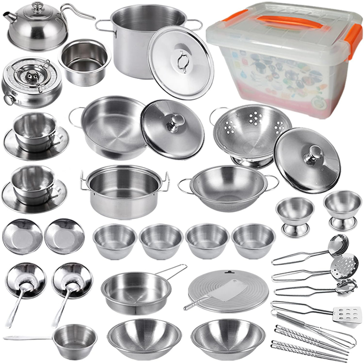 KEJIH mini size kids kitchen pots and pans for tiny hands.