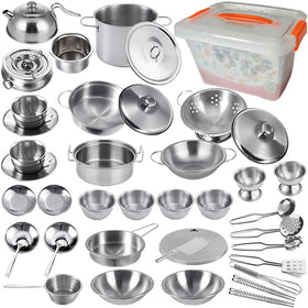KEJIH mini size kids kitchen pots and pans for tiny hands.