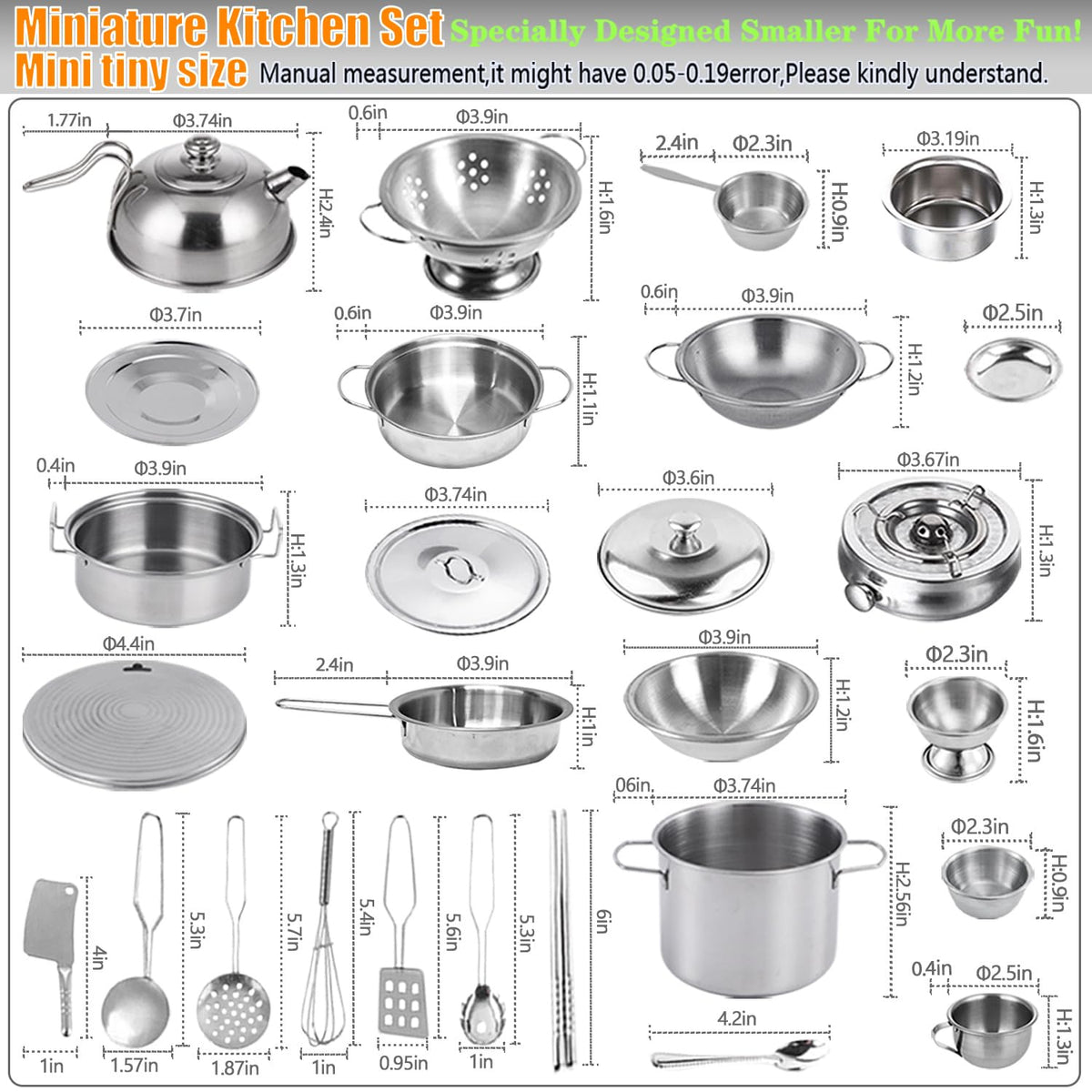 KEJIH mini size kids kitchen utensils set, compact and storeable.