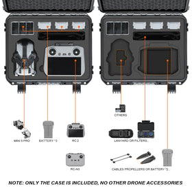 Keketoha case open showing foam interior securing batteries and props