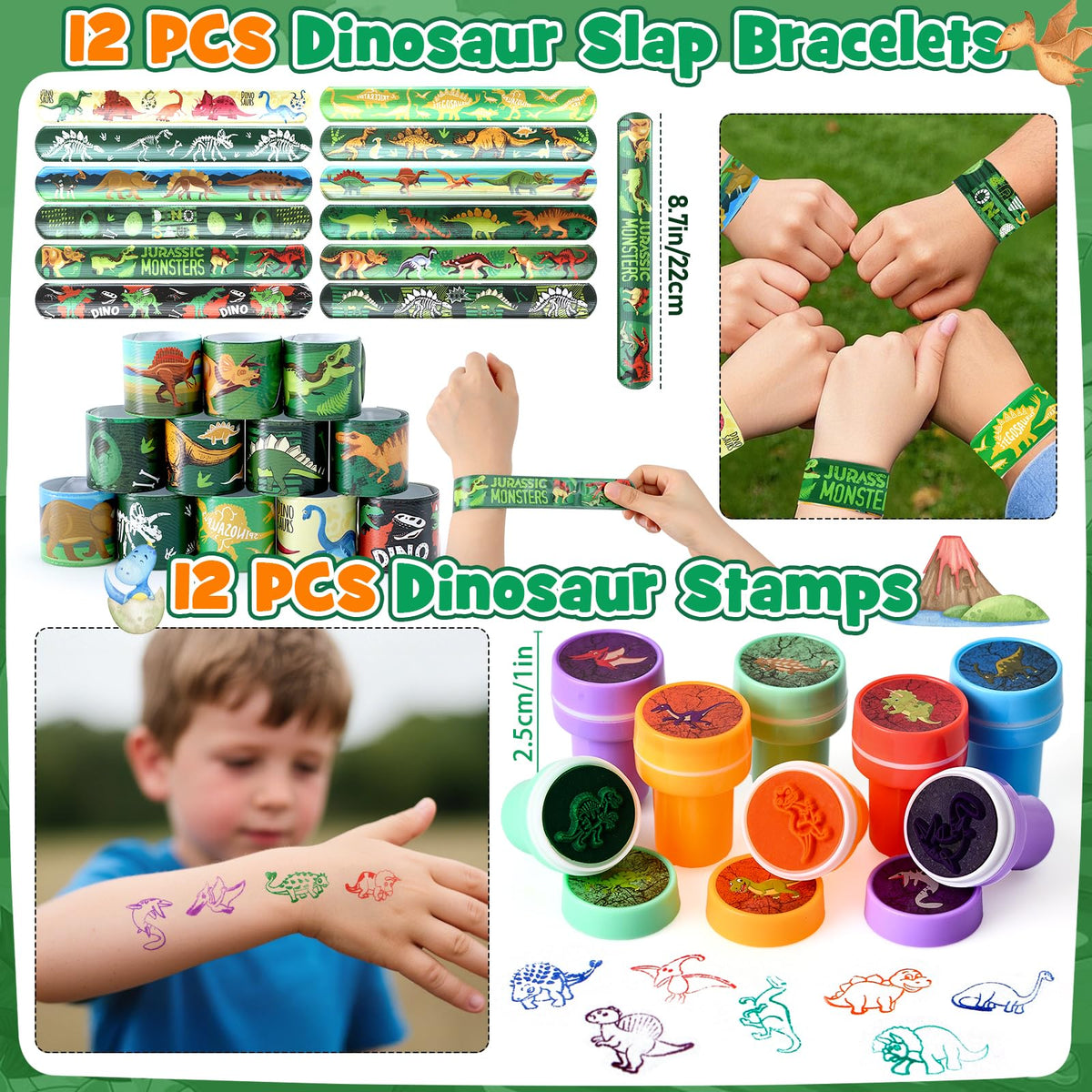 KELENO dino slap bracelets add wearable fun and instant party flair for kids.