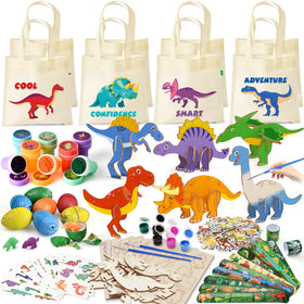 KELENO dinosaur party favors contents displayed for kids' party keepsakes and creative play.