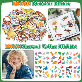 KELENO dinosaur stamps and stickers decorate crafts, scrapbooks, and party favors with style.