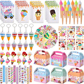 KELENO ice cream notebooks and colorful pens for kids' party crafts