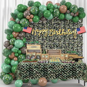 KELENO 133 camouflage netting 59x98 wall display for authentic army party backdrop.
