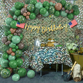 KELENO 133 gold Happy Birthday banner for centerpiece celebration.