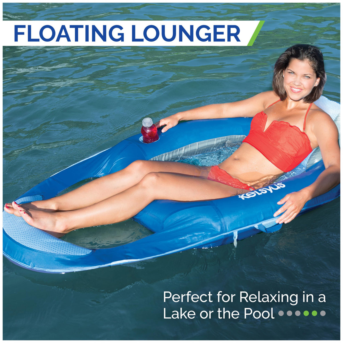 Kelsyus Spring Float Lounger features inner spring edge for stability.