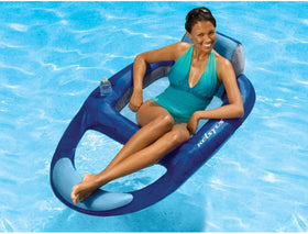 Kelsyus Spring Float Lounger backrest supports an upright, comfortable lounging posture.
