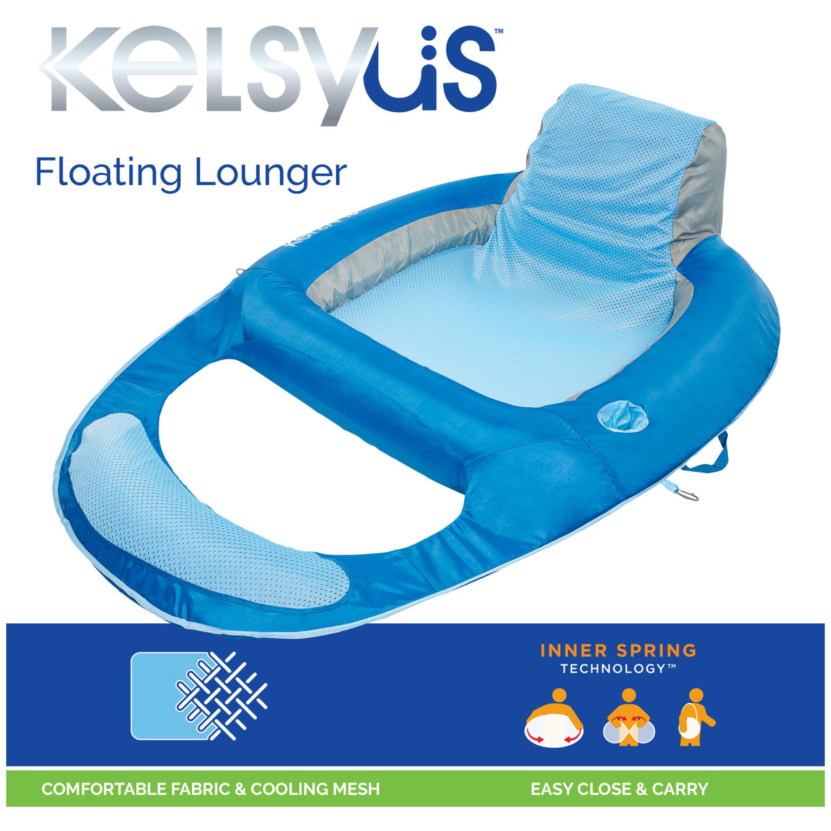 Kelsyus Spring Float Lounger ottoman lets you rest your feet in the water.