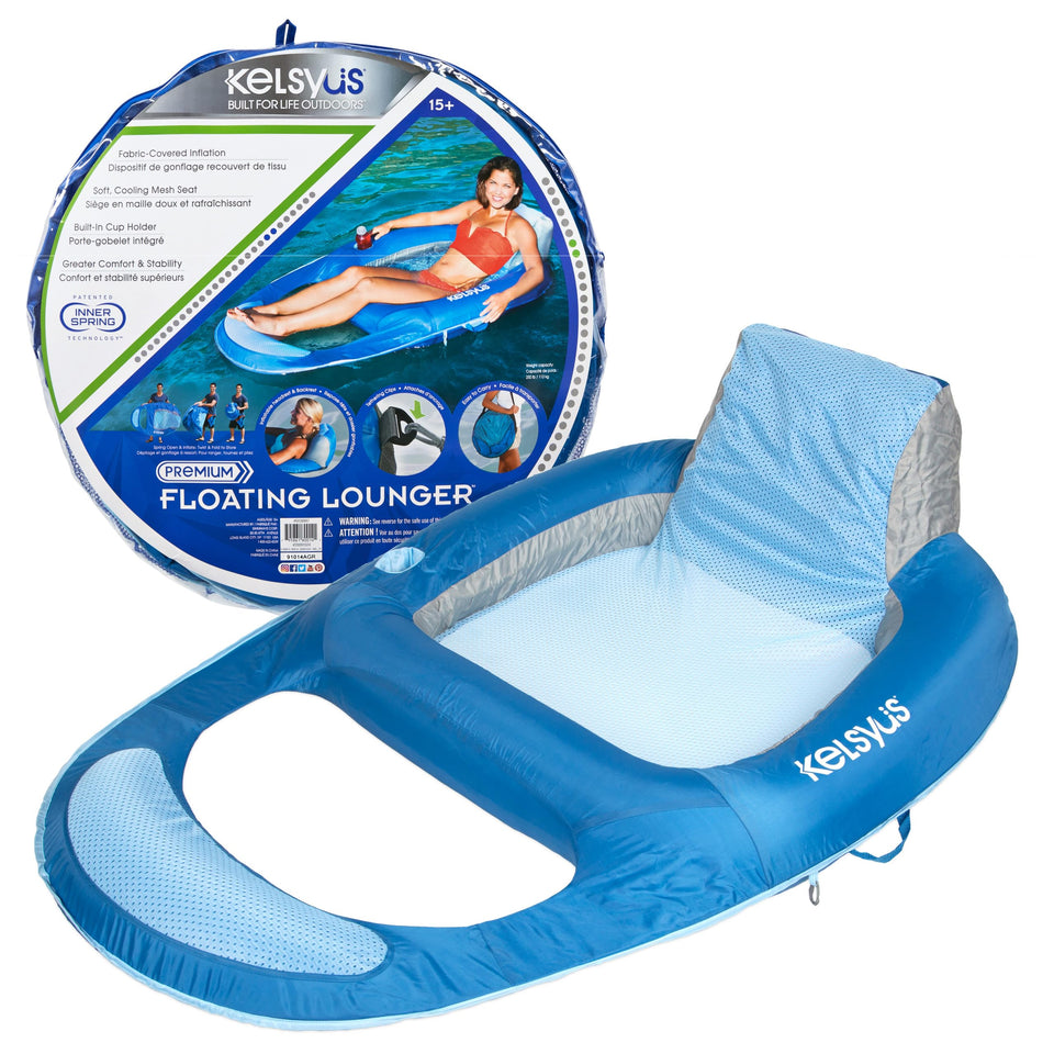 Kelsyus Spring Float Lounger with mesh seat keeps you cool while you relax on the water.