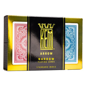 KEM Arrow red and blue decks spread highlighting standard index and bridge size.