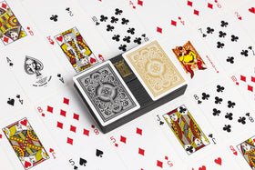 KEM Arrow standard index poker-size cards for easy reading.