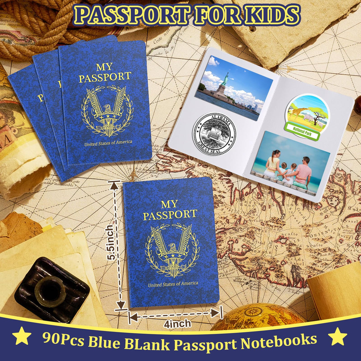 Kenburg passport notebook with gold stamping cover adds a premium feel to imaginative journaling.