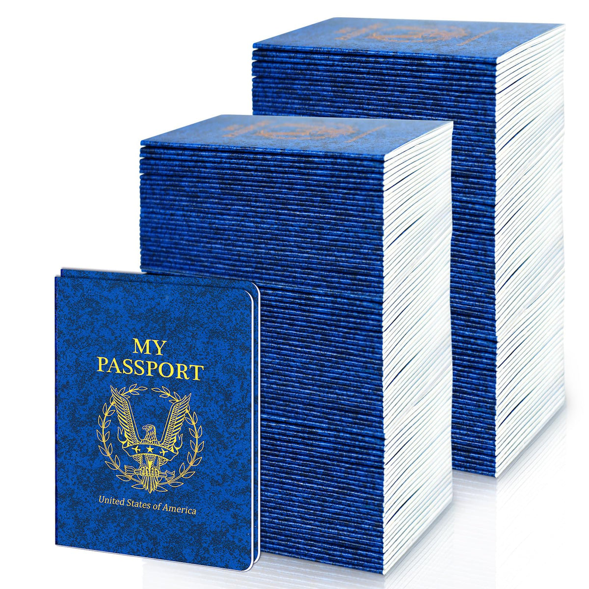 Kenburg passport notebook for kids with blue cover, ideal for classroom pretend play.