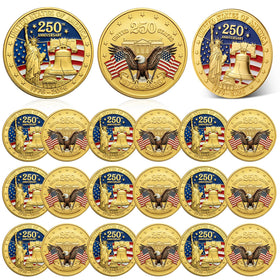Kenning 250th anniversary coins in capsules for easy display.