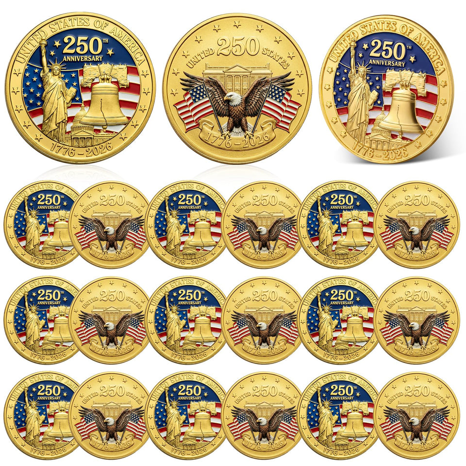 Kenning 250th anniversary coins in capsules for easy display.