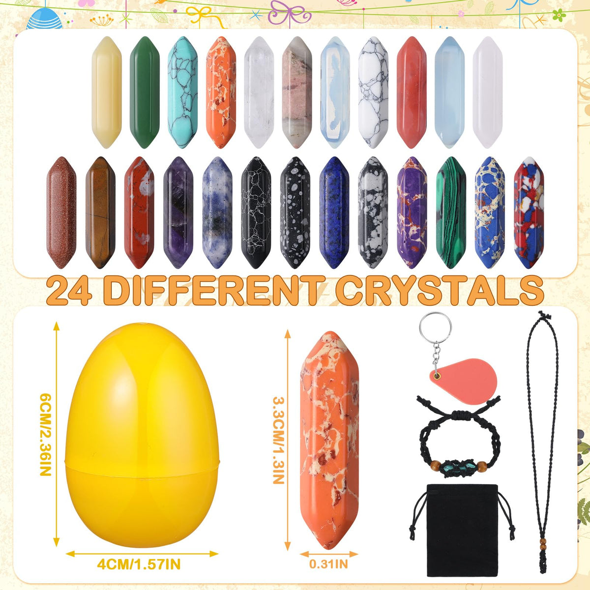 Kenning natural crystal stones in a colorful collection for mindful play.