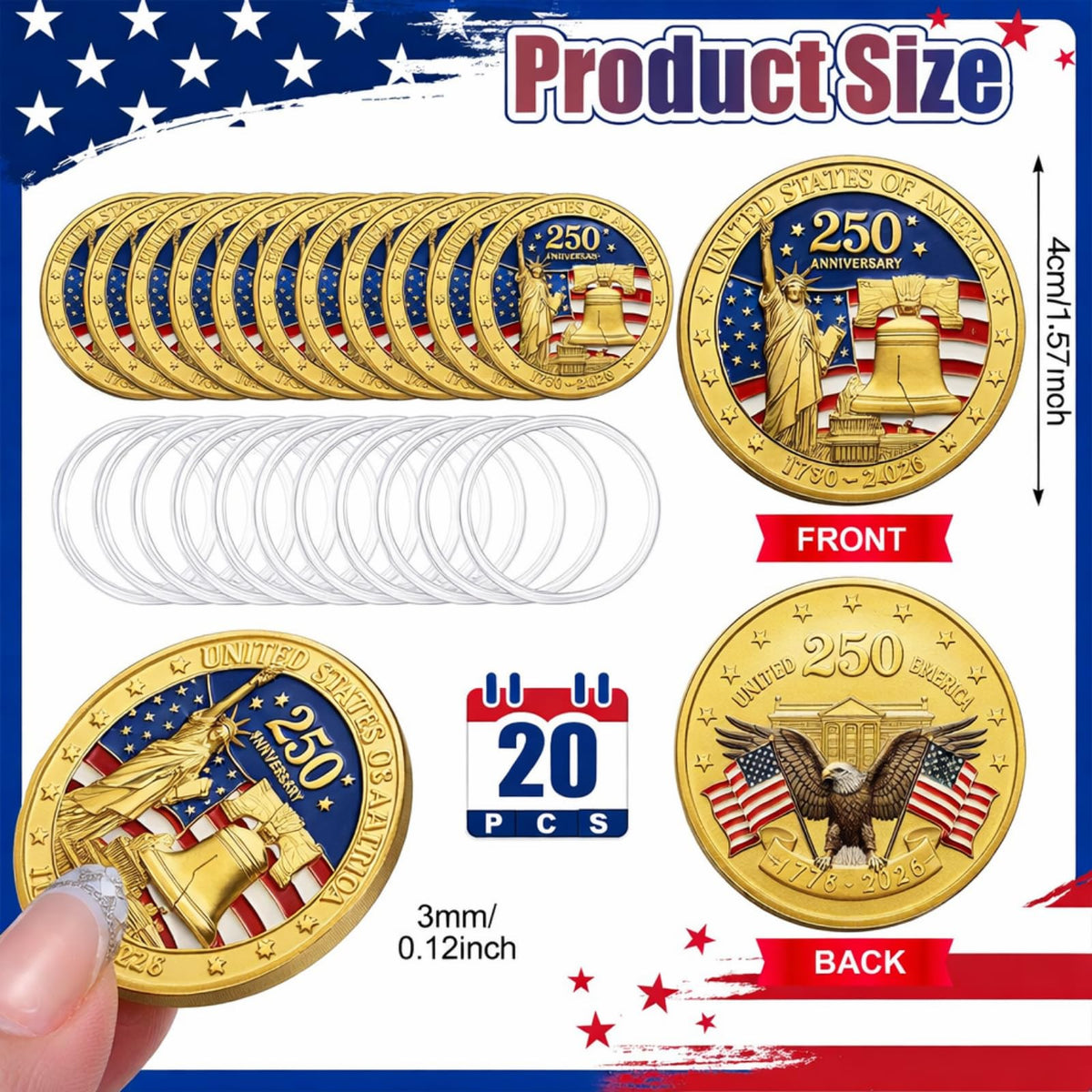 Kenning patriotic coin collection showcased in display case for ceremonies.