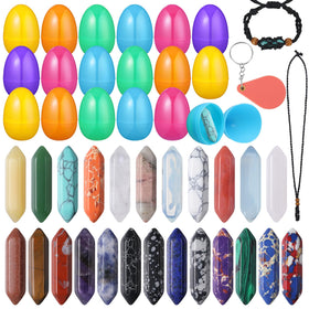 Kenning prefills Easter eggs with natural crystals for a magical egg hunt.