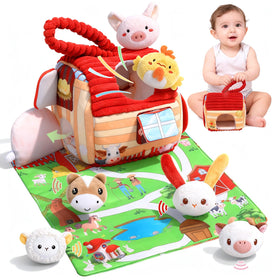 kenvc barn toy cow soft plush supports tactile exploration and color recognition.