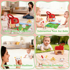 kenvc barn toy peekaboo-window crinkle fabric invites peekaboo curiosity.