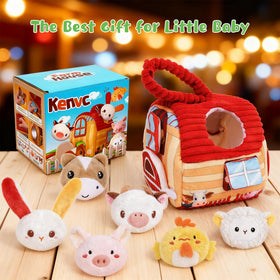 kenvc barn toy velcro-handle on-the-go attachment for travel and easy transport.