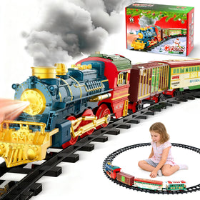 kenvc Train Set locomotive with smoke and lights for immersive play sessions.