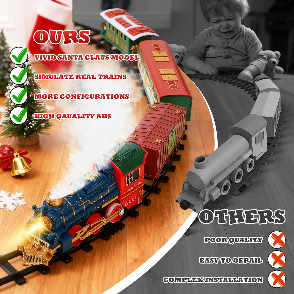 kenvc Train Set rechargeable batteries power longer play sessions.
