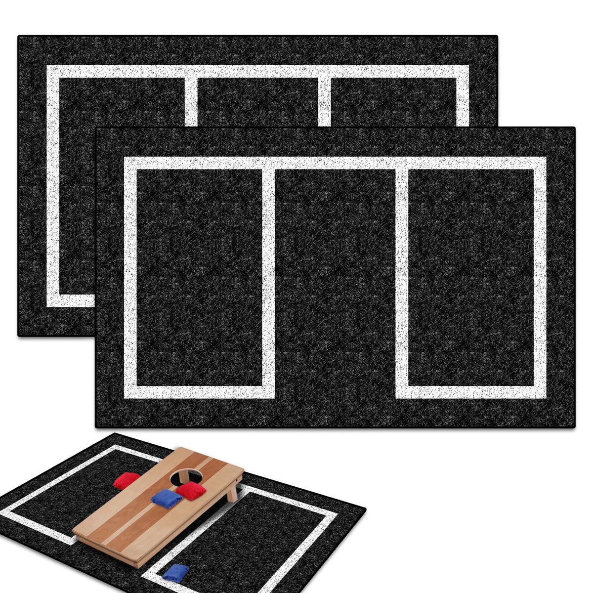 KEOHOLI cornhole mats set of two for stable outdoor play on grass.