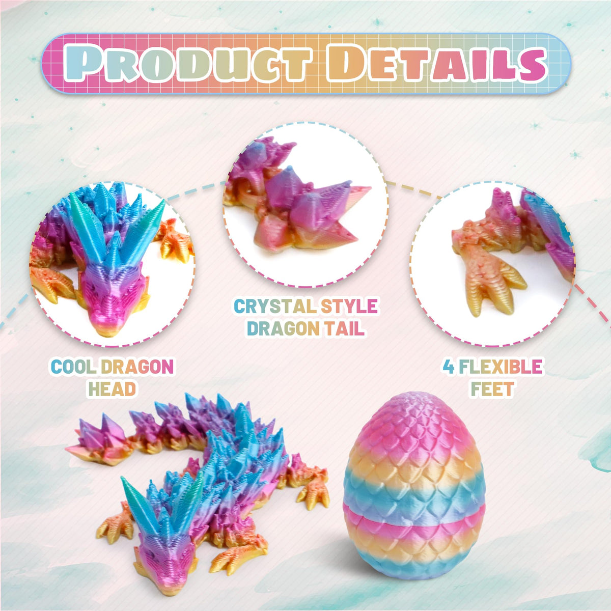 KERIDAZPLY crystal dragon inside egg, a tactile fidget sparking imaginative play.
