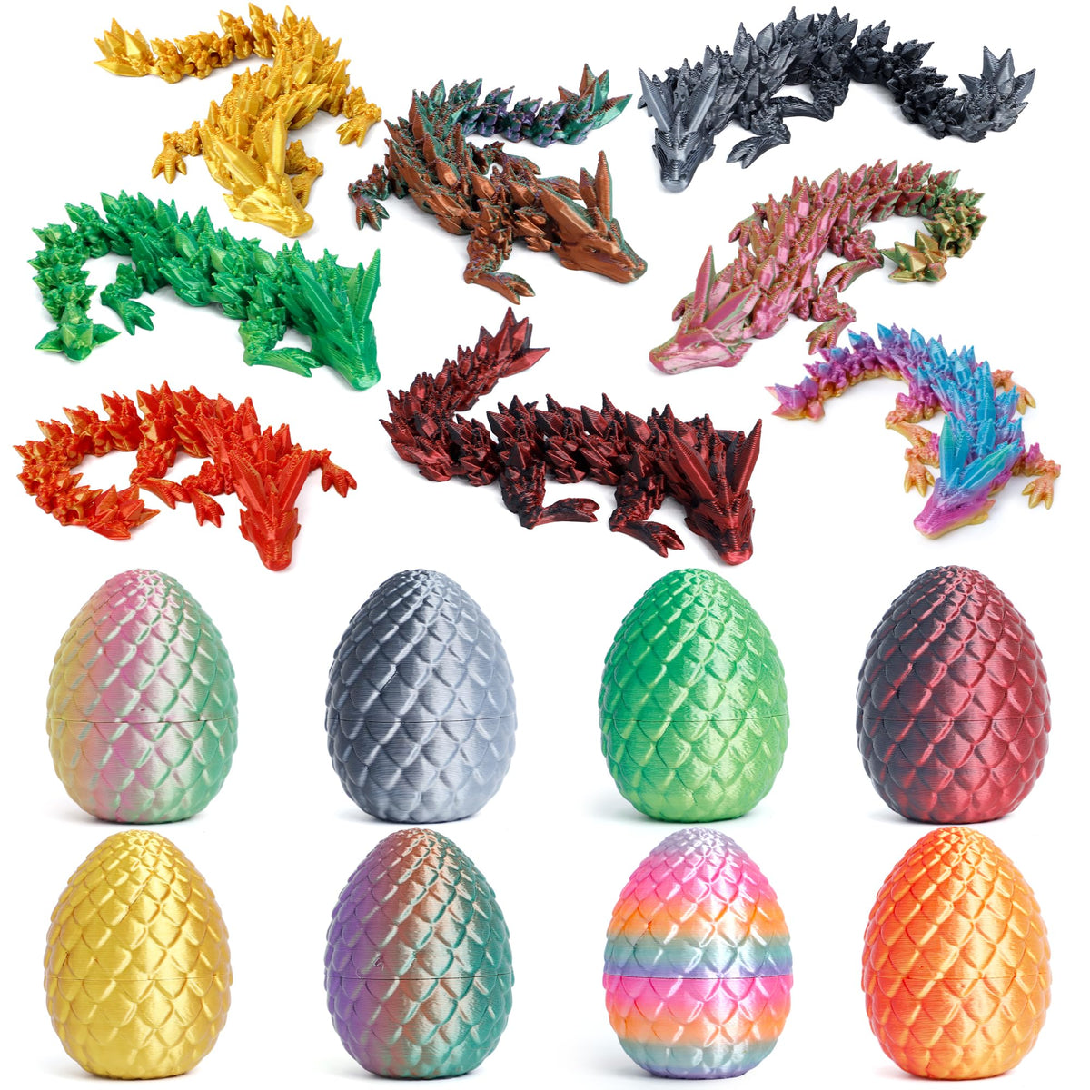 KERIDAZPLY dragon egg set 4pcs with vibrant colors, ideal desk decor.