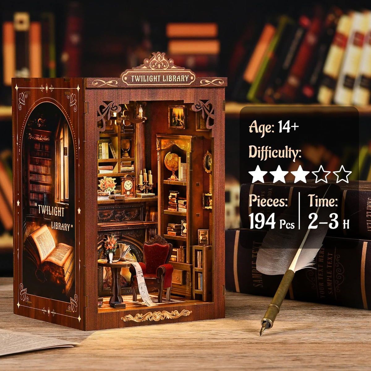 KERNOWO Book Nook Kit shelf decor enhances a cluttered shelf
