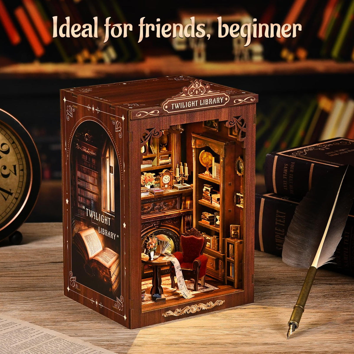KERNOWO Book Nook Kit texture closeup highlights natural wood grain